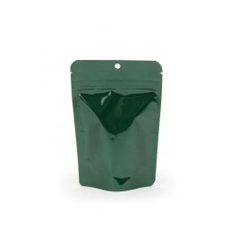 Doypack à fermeture Zip, vert métallisé 10 x 6 x 15 cm avec trou de suspension (100 pièces) [ZBGM2HGH]