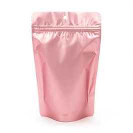 Doypack Rose métallisé avec trou de suspension 13 x 7,9 x 20,6 cm (113 g) (100 Pièces) [ZBGM3RG]