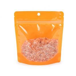 Doypack Transparent/Neon Orange 15,9x6,4x14,6 cm Trou Suspension Rond (100 pièces) [ZBGNSHZOR]