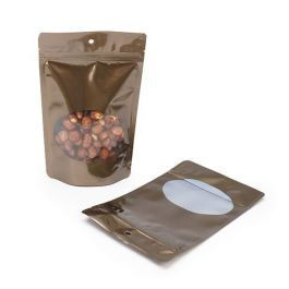 Stazakken Brons met ovaal Venster 13x7x20,5cm | 113 gram met Rond Ophanggat (100 stuks) [ZBGO3BZH]