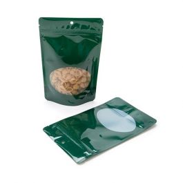 Stazakken Groen met ovaal Venster 13x7x20,5cm | 113 gram met rond ophanggat (100 stuks) [ZBGO3HGH]