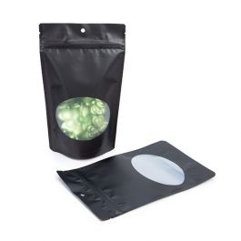 Stazakken Mat Zwart met ovaal Venster 13x7x20,5cm | 113 gram met rond ophanggat (100 stuks) [ZBGO3MBH]