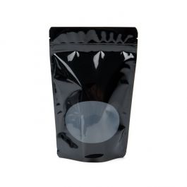 Doypack noir avec fenêtre ovale, 15x9x23.2cm (312 g) (100 Pieces) [ZBGO7B]