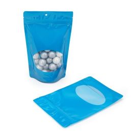 Stazakken Blauw met ovaal Venster 14,9x8,9x23,2cm | 312 gram met rond ophanggat (100 stuks) [ZBGO7BLH]