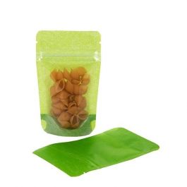 Sac en papier de riz vert avec avant transparant, 7.9 x 5.1 x 13 cm (28 g) (100 Pieces) [ZBGR1GRC]
