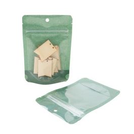 Sac en papier de riz vert foncé avec fenêtre, 10.2 x 6 x 15.2 cm (57  g) (100 pièces) [ZBGR2HGR]