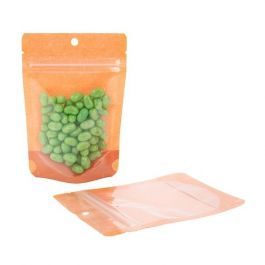 Sac en papier de riz orange avec fenêtre, 10.2 x 6 x 15.2 cm (57  g) (100 pièces) [ZBGR2HO]