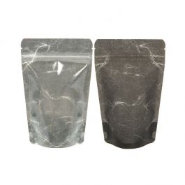 Doypack papier de riz transparent/noir 11,9x7,6x18,4cm | 114 grammes (100 pièces) [ZBGR46BC]