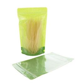 Sac en papier de riz vert avec avant transparant, 17x9x28cm (340 g) (100 pièces) [ZBGR4GRC]