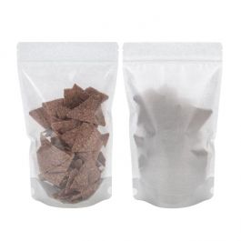Doypack en papier de riz argent avec avant transparant, 17 x 9 x 28,5 cm (340 g) (100 pièces) [ZBGR4SC].