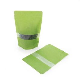 Sac en papier de riz vert avec fenêtre, 13 x 8 x 20.6 cm (113 g) (100 pièces) [ZBGR3GR]