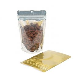 Gold Backed Zipper Pouch 12 x 7,5 x 18,5 cm with Hang Hole (100 Pieces) [ZBGG46H]