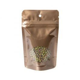 Bronze Stand Up Zipper Pouch with Oval Window 8 x 5 x 13 cm + Hang Hole (100 Pieces) [ZBGO1BZH]