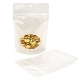 Stazakken Parelmoer Wit met ovaal Venster 10,2x6x15,2cm met rond ophanggat (100 stuks) [ZBGO2PH]