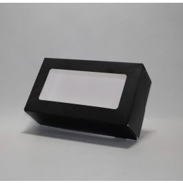 Boîte noire en kraft avec fenêtre transparente 21.5x6.4x12 cm (125 pièces) [TB2112B]